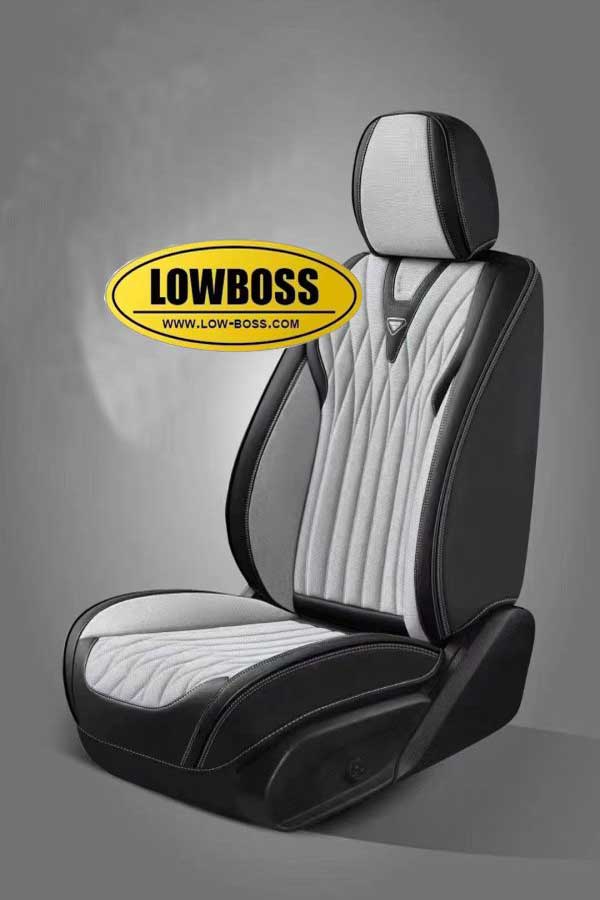 Half leather half fabric seat cover best for all seasons 1 Lowboss-Smoke-Gray-Premium-Seat-Covers