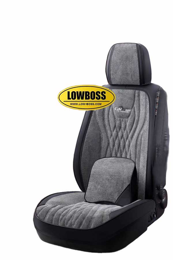 Half leather half fabric seat cover best for all seasons 1 Lowboss-Storm-Gray-Premium-Seat-Covers