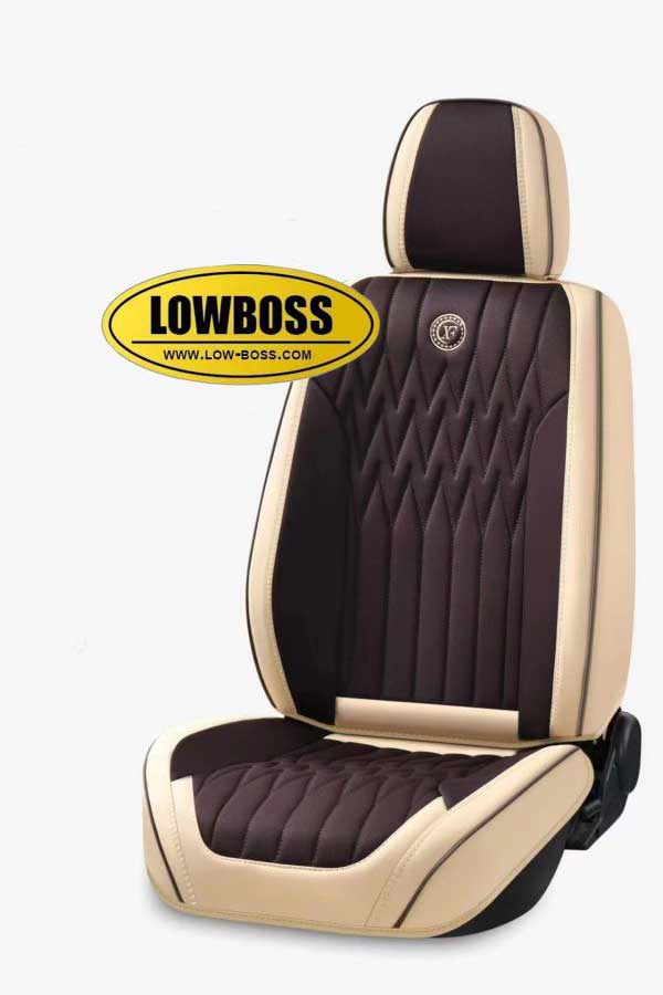 Half leather half fabric seat cover best for all seasons 1 Lowboss-Tan-Premium-Seat-Covers