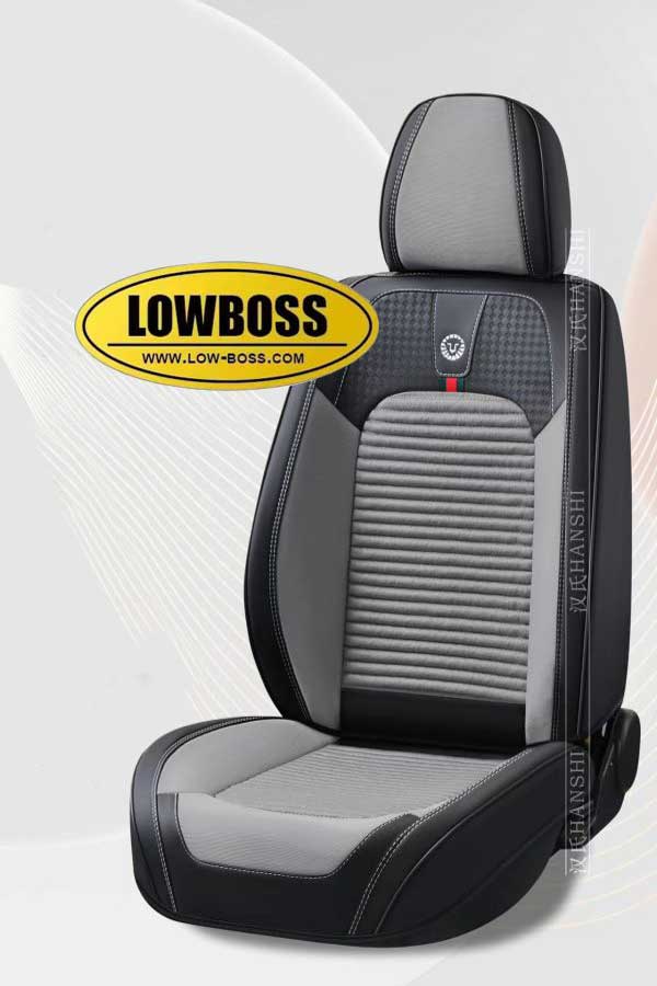 Half leather half fabric seat cover best for all seasons 1 Lowboss-Black-Premium-Seat-Covers