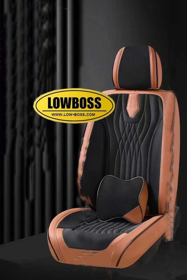 Half leather half fabric seat cover best for all seasons 1 Lowboss-Tea-Pink-Premium-Seat-Covers
