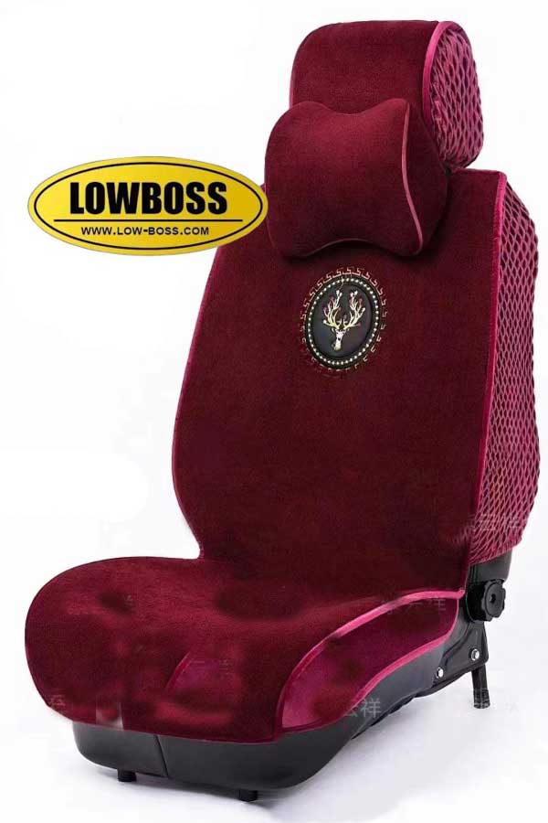 Half leather half fabric seat cover best for all seasons 1 Lowboss-Bordeaux-Red-Premium-Seat-Covers