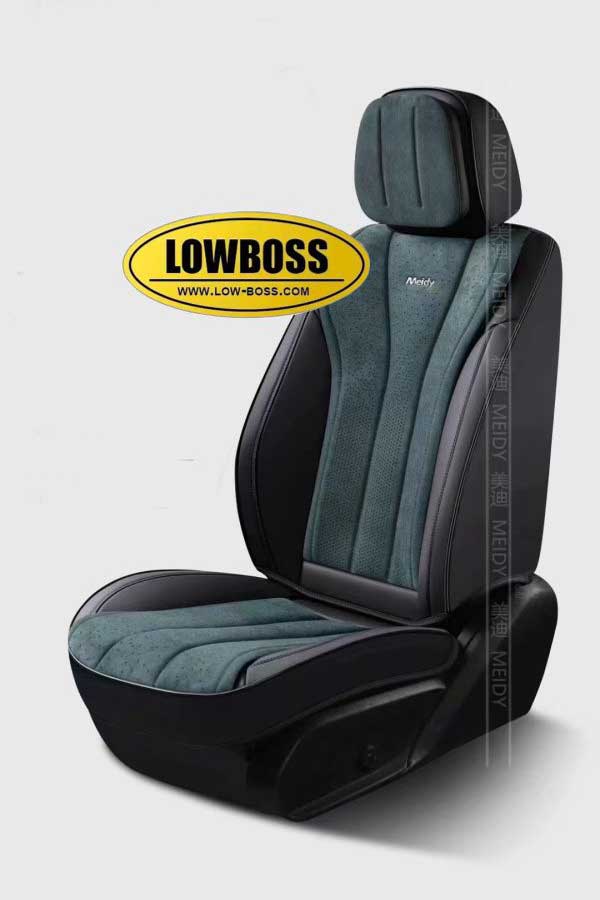 Half leather half fabric seat cover best for all seasons 1 Lowboss-Charcoal-Navy-Premium-Seat-Covers