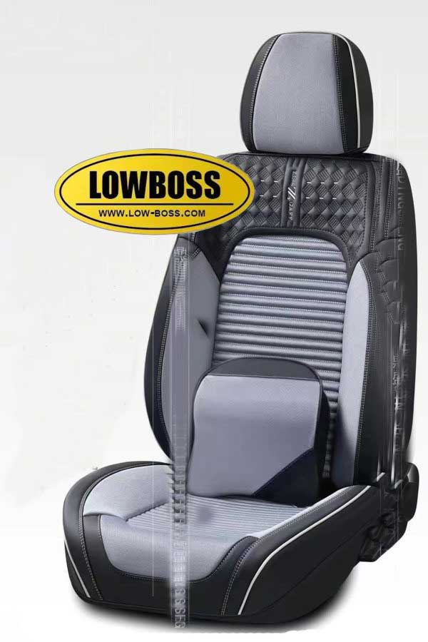 Half leather half fabric seat cover best for all seasons 1 Lowboss-Cloud-Gray-Premium-Seat-Covers
