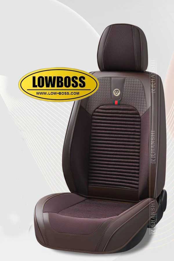 Half leather half fabric seat cover best for all seasons 1 Lowboss-Dark-Brown-Premium-Seat-Covers