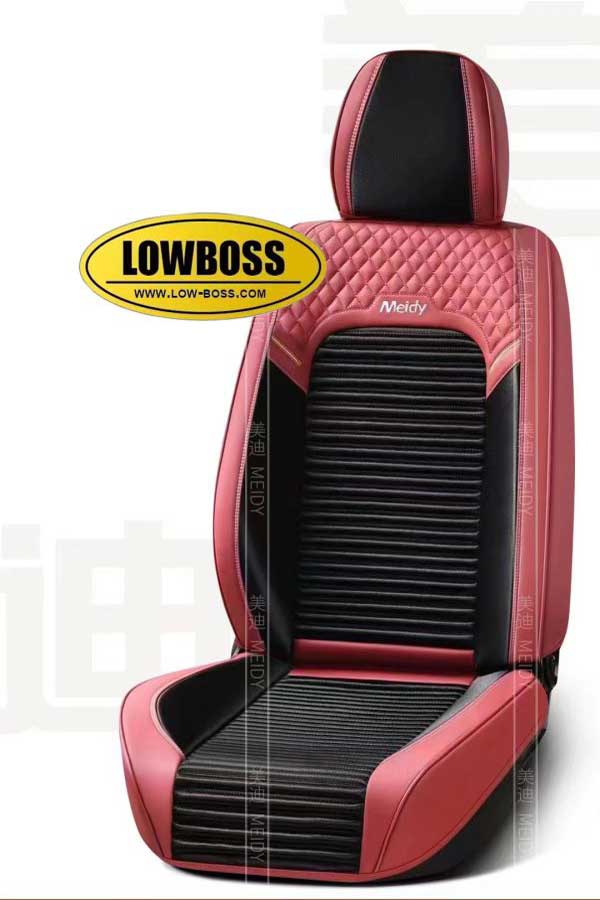 Half leather half fabric seat cover best for all seasons 1 Lowboss-Deep-Red-Premium-Seat-Covers