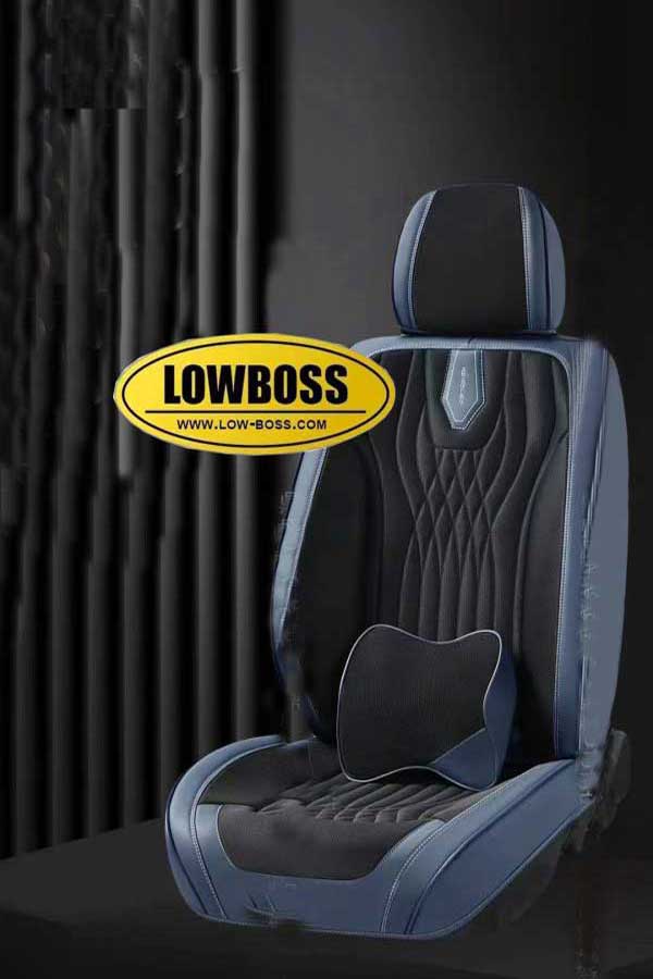 Half leather half fabric seat cover best for all seasons 1 Lowboss-Ash-Gray-Premium-Seat-Cover