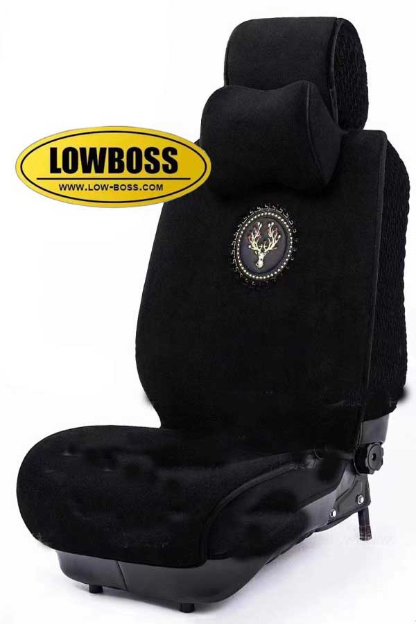 Half leather half fabric seat cover best for all seasons 1 Lowboss-Ebony-Black-Premium-Seat-Cover