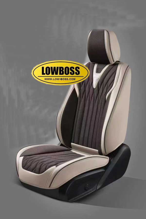 Half leather half fabric seat cover best for all seasons 1 Lowboss-Ebony-Black-Premium-Seat-Covers