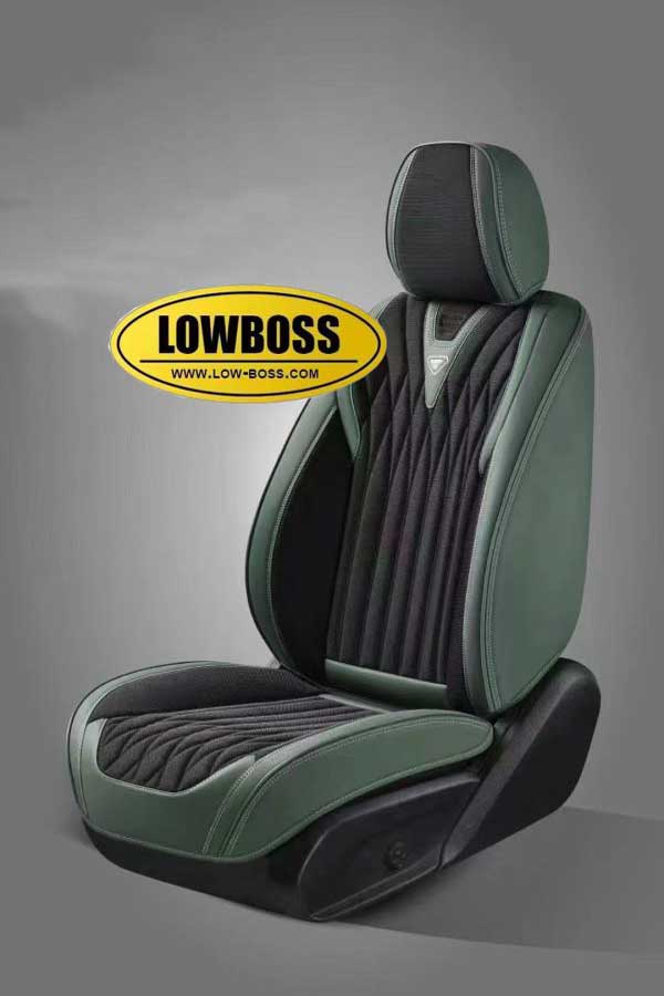 Half leather half fabric seat cover best for all seasons 1 Lowboss-Frosted-Gray-Premium-Seat-Covers