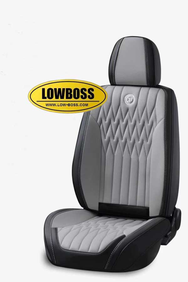Half leather half fabric seat cover best for all seasons 1 Lowboss-Full-Grey-Premium-Seat-Covers