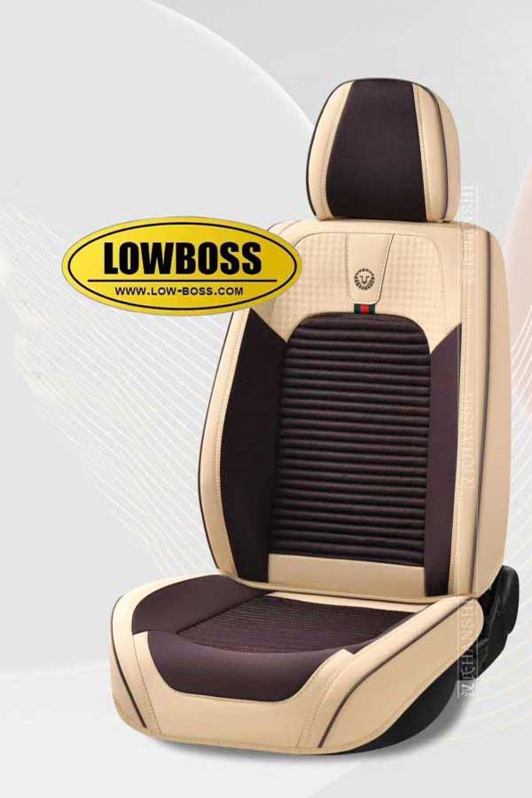 Half leather half fabric seat cover best for all seasons 1 Lowboss-BabyYellow-Premium-Seat-Covers