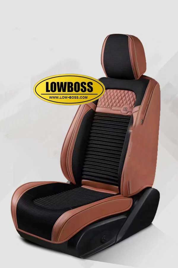Half leather half fabric seat cover best for all seasons 1 Lowboss-Saddle-Brown-&-Black-Premium-Seat-Covers